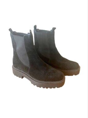 Sam Edelman Laguna Waterproof Chelsea Boots Black Suede Leather Size 8M